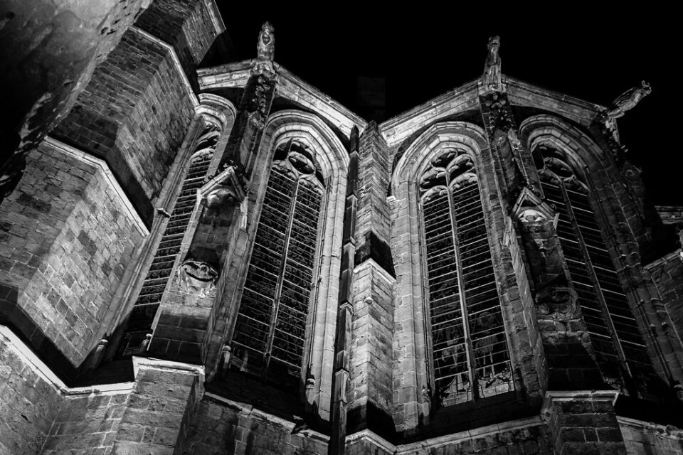 Cathedral walls at night - Mons, Belgium (2015)