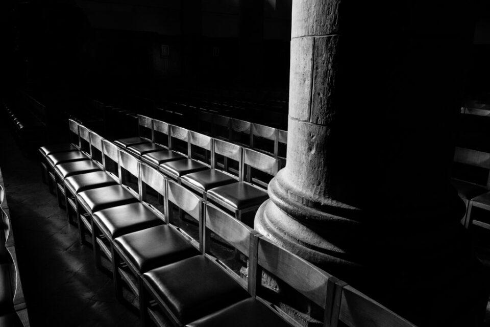 Chairs and column in church - Mons, Belgium (2016)