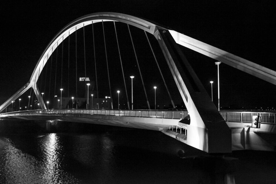 Modern bridge at night - Seville, Spain (2016)